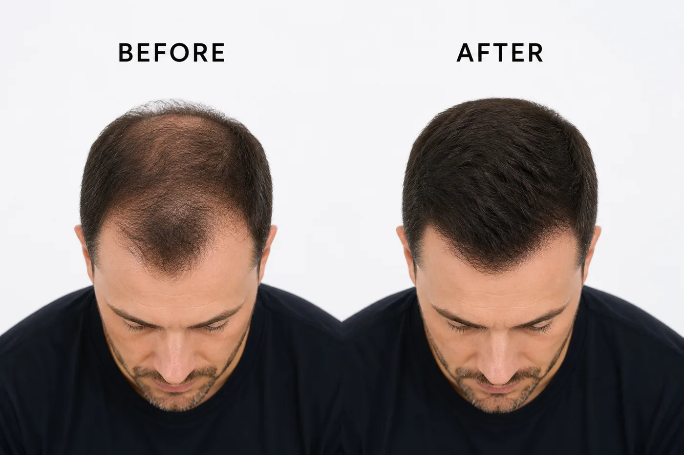 Before and after hair restoration