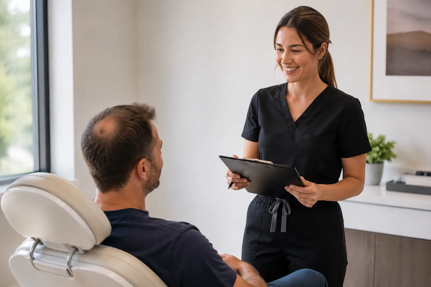 A specialist reviewing a treatment plan