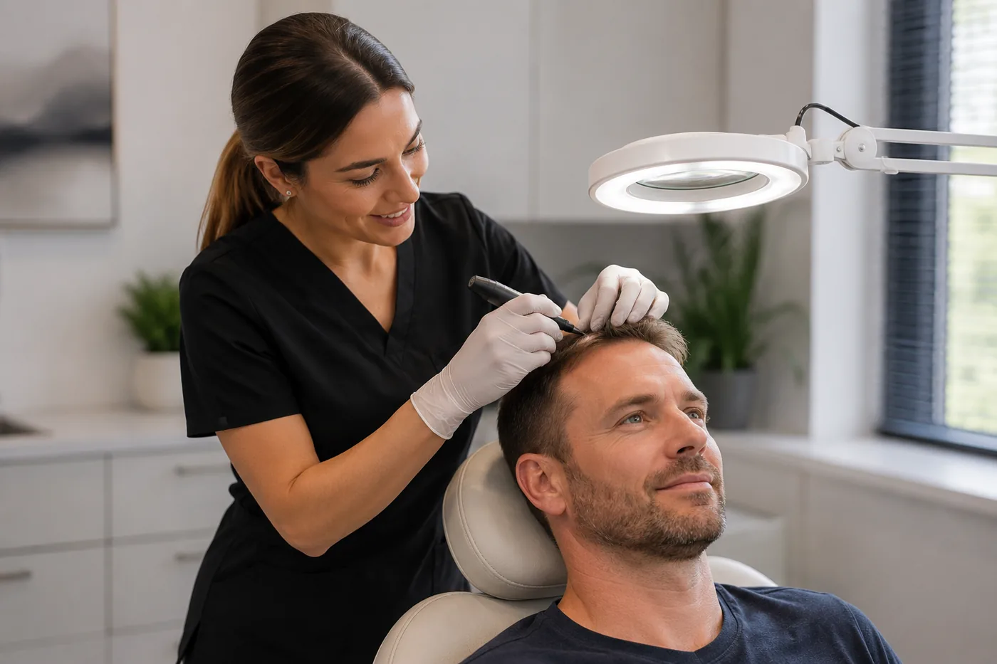 A professional hair-restoration treatment